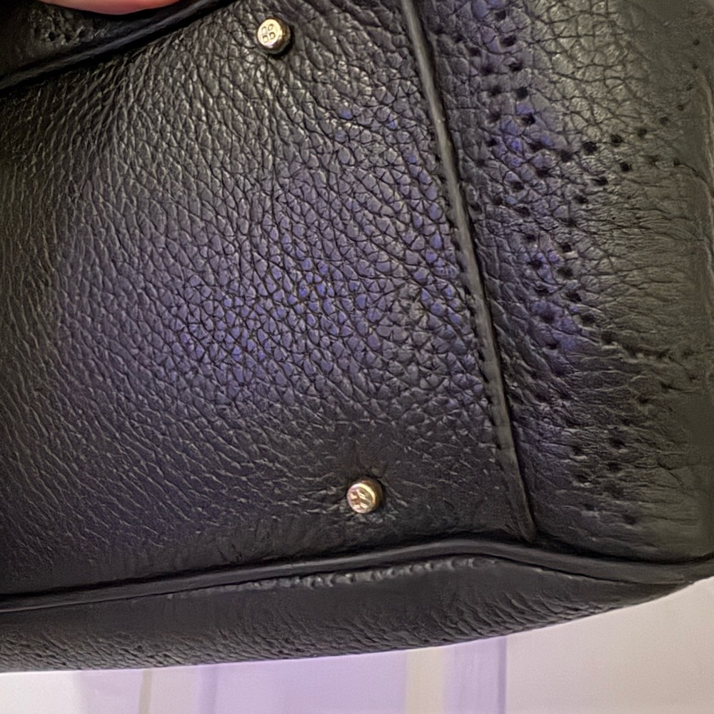 EUC Kate Spade Noel Rue Black Tote Perforated Pebbled Leather Handbag - Picture 7 of 15